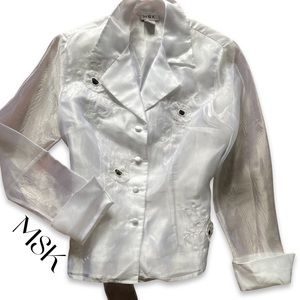 EUC White Button Up Chiffon Top
